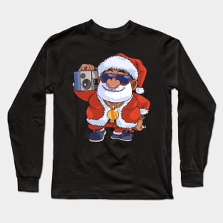 Black Santa Claus Gangster Christmas African American Long Sleeve T-Shirt